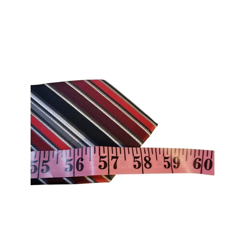 Croft & Barrow Neck Tie Mens Luxury‎ Black Red Burgundy Striped Business Casual